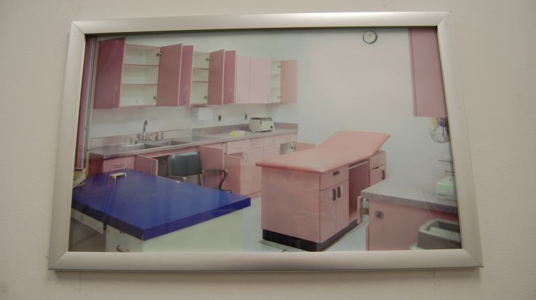 A pink and cheerful research room.