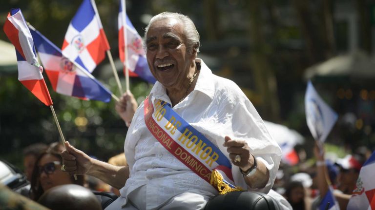 Congressman Charles Rangel participates in the 33rd annual Dominican Day Parade on Sixth Avenue in Manhattan on Sunday, Aug. 10, 2014.