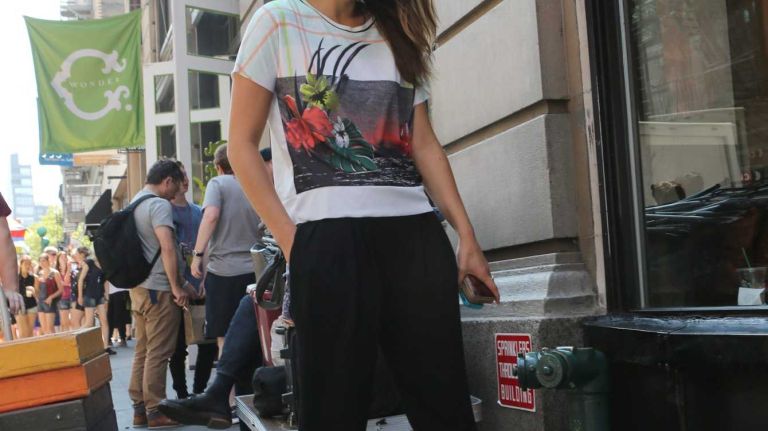 Vera Shadan 26, from Belarus, a West Village resident who works in e-commerce for Bally, wears Bally shoes and a casual outfit from Zara. Shadan says she keeps her style 