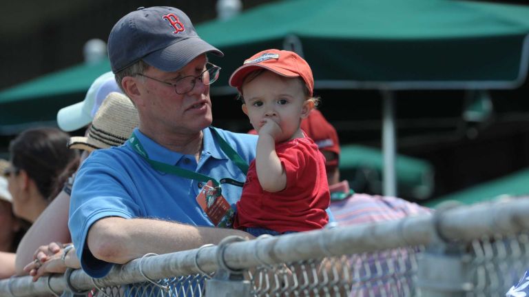 Rick Butler with his grandson Ben Butler at the 146th running of the Belmont Stakes on Saturday, June 7, 2014, at Belmont Park in Elmont.