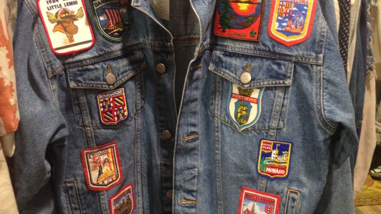 It's pre-worn, it has patches... it's so out, it's in. ($89)