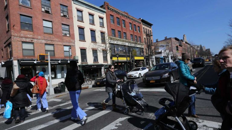 Crossing Atlantic Av, at Hoyt street in Boerum Hill, Brooklyn, Friday, Mar. 14, 2014.