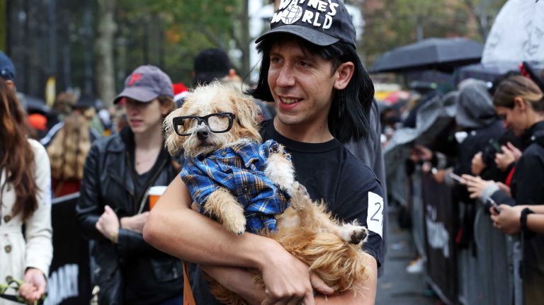 Clever costumes were the rule of the day at the annual Halloween Dog Parade at Tompkins Square Park, Manhattan, October 22, 2016.