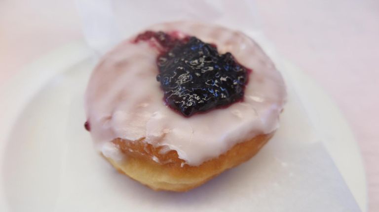The raspberry-topped doughnut from Shaikh's Place is a true delight.