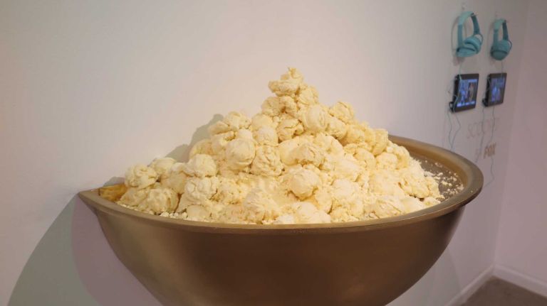 Another interactive aspect of the museum is this golden sundae dish. Each guest gets the chance to scoop ice cream into it. How does it stay frozen? An enzyme is added that keeps it from melting. 