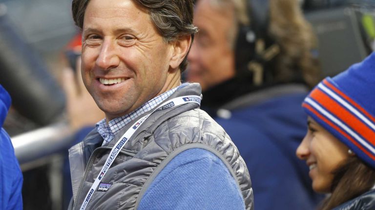 New York Mets owner Jeff Wilpon is all smiles during batting practice of Game 4 of the World Series against the Kansas City Royals at Citi Field on Saturday, Oct. 31, 2015.