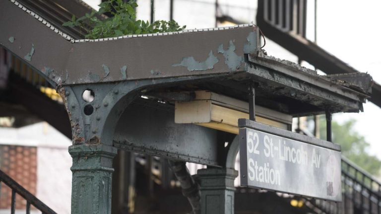 A state of disrepair is visible at the 7 train 52 Street-Lincoln Avenue subway station in Queens, on Wednesday, September 02, 2015. An analysis by the Citizen Budget Commission found that the 52 Street-Lincoln Avenue subway station was one of the worst stations because it has 'components' in disrepair, such as platforms and stairs.