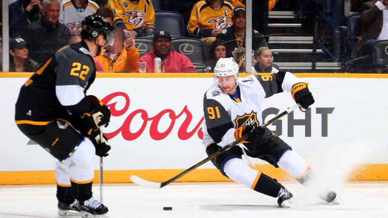 Steven Stamkos, right, has 42 points through 55 games this season.