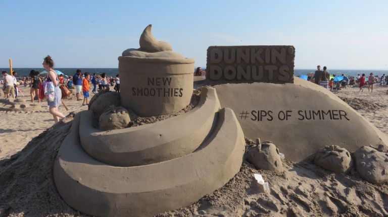 Dunkin Donuts' sculpture at the Coney Island Sand Sculpting Contest. 