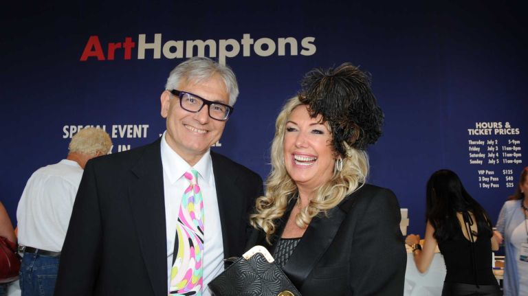 Richard Friedman and Cindy Lou Wakefield attend the opening Thursday, July 2, 2015, of ArtHamptons in Bridgehampton.