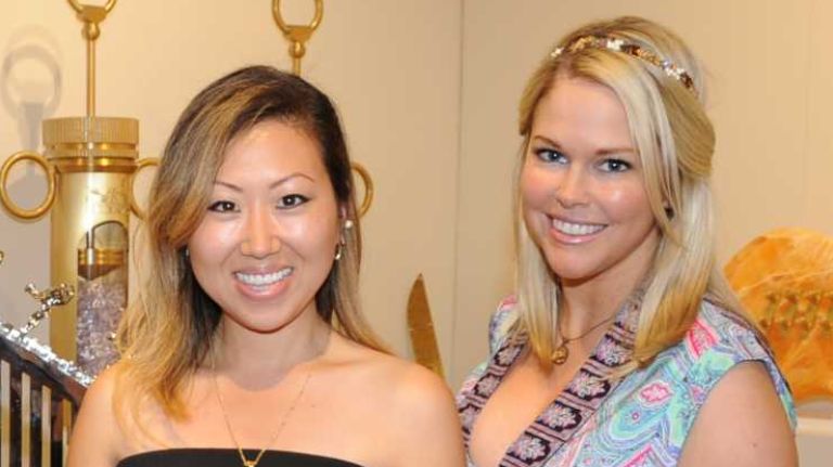 Midu Seyed, left, James Farran, Mary Lai and Ellen Hunter attend the opening Thursday, July 2, 2015, of ArtHamptons in Bridgehampton.