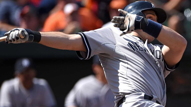 Yankees’ projected lineup for 2016 as spring training nears 1 Mark Teixeira of the Yankees flies out in the fourth inning against the Baltimore Orioles during Game 1 of a doubleheader at Oriole Park at Camden Yards on Sept. 12, 2014 in Baltimore.