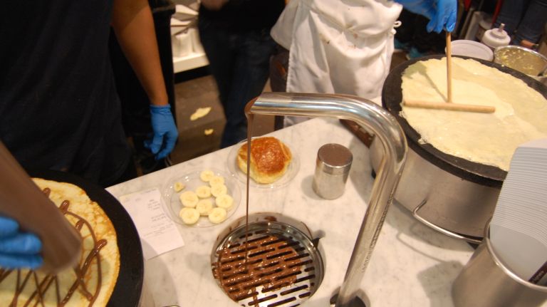 The fountain is always running. 