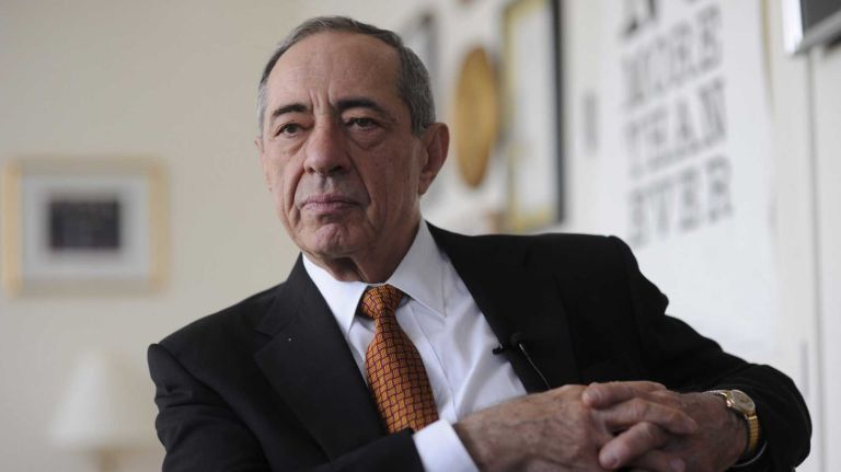 Gov. Mario Cuomo is interviewed at his office at the law firm of Willkie Farr & Gallagher on May 13, 2009. The former governor discussed his role in the Shoreham Nuclear Power Plant decommissioning.