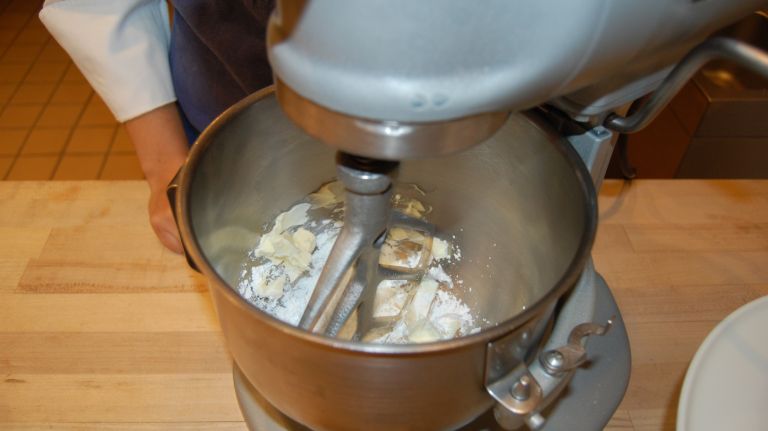 Bouchon Bakery's Simple Thanksgiving Pumpkin Pie recipe 18 Combine butter and powdered sugar in a Kitchen Aid fitted with a paddle attachment.