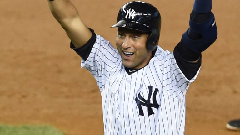 Derek Jeter's final game at Yankee Stadium 97 Yankees' Derek Jeter celebrates after hitting a ninth-inning, game-winning base hit against the Baltimore Orioles at Yankee Stadium on Thursday, Sept. 25, 2014.