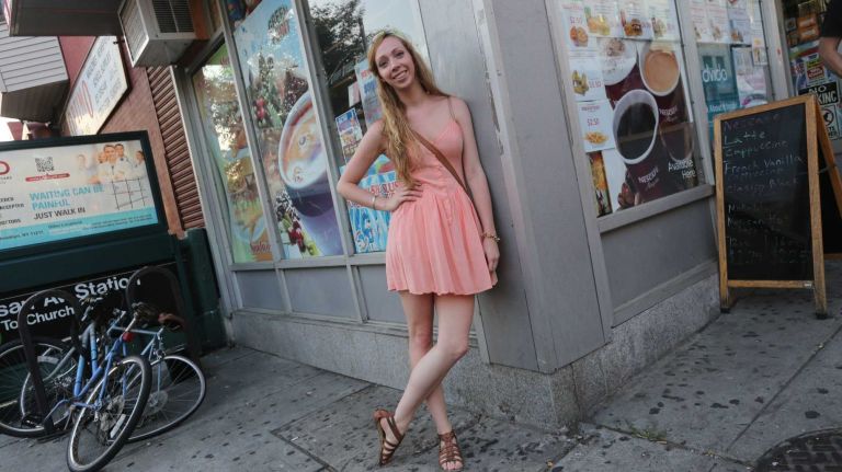 Comedian Liz Gray, 26, from Greenpoint by way of Colorado, proves that a summer staple, the sundress, can take you into early fall. But as soon as it gets colder, Gray said she can't wait to throw on a big sweater and some boots.