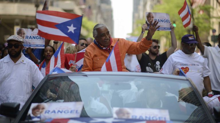 Rep. Charles Rangel participates in the 57th annual National Puerto Rican Day Parade in Manhattan on Sunday, June 8, 2014.