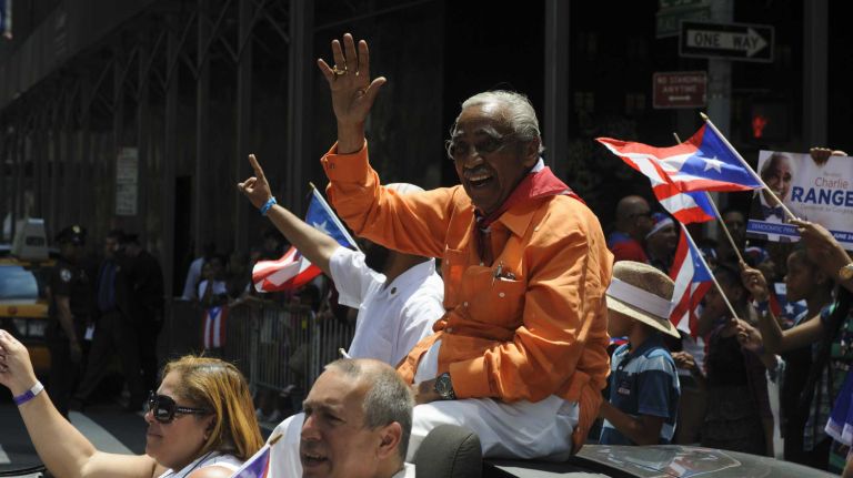Rep. Charles Rangel participates in the 57th annual National Puerto Rican Day Parade in Manhattan on Sunday, June 8, 2014.