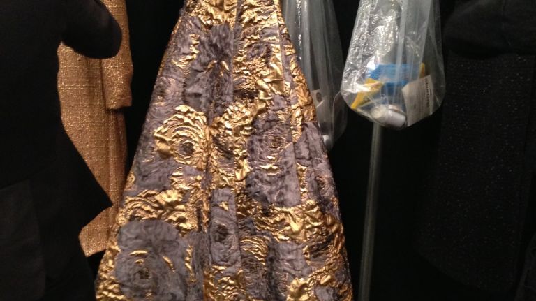 Backstage at New York Fashion Week 16 A gown hangs backstage before models get dressed for the Badgley Mischka show.