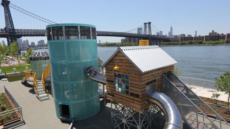 The children's play area at Domino Park.