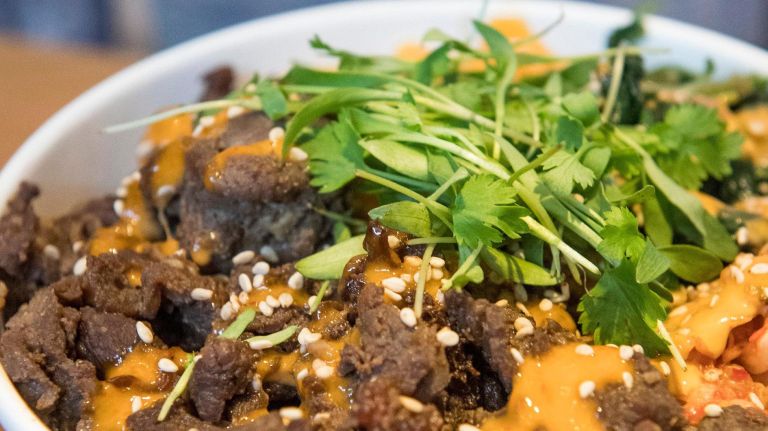 The hit Korean food truck-turned-restaurant is introducing a purple rice bowl, served with caramelized kimchi, bean sprouts, fire-roasted corn, garlic spinach and your choice of bulgogi (marinated rib-eye), braised ginger sesame chicken, slow-roasted pork shoulder in Korean red pepper flakes or organic tofu. You can top it all off with one of Korilla's sweet, spicy or smoky sauces.