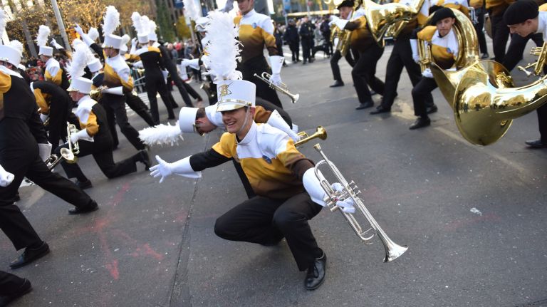 A marching band from Utah entertained crowds on Sixth Avenue during the parade. 