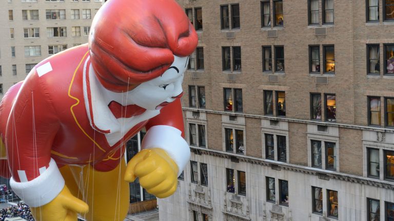 Ronald McDonald checked out the view as he floated by.