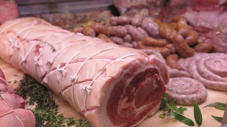 The butcher counter is stocked with cuts from animals raised on sustainable farms, according to the butcher Pat LaFrieda, who is the supplier for Eataly Downtown. 