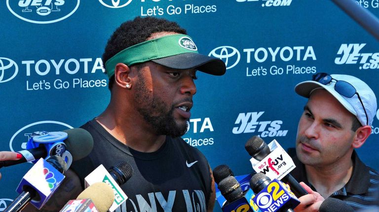 New York Jets linebacker Erin Henderson speaks with the media at Atlantic Health Jets Training Center in Florham Park, New Jersey on Wednesday, July 27, 2016. New York Jets Training Camp.
