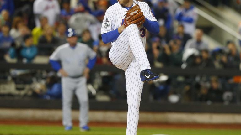 New York Mets starting pitcher Steven Matz delivers the pitch in the first inning during Game 4 of the World Series against the Kansas City Royals at Citi Field on Saturday, Oct. 31, 2015.