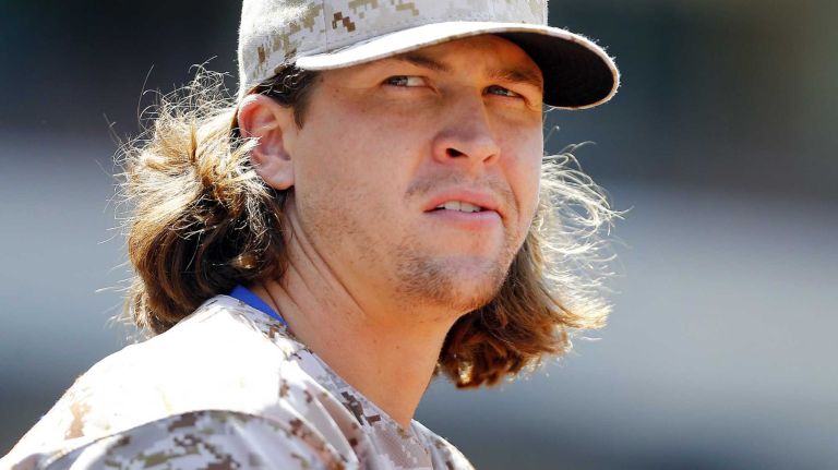 Jacob deGrom of the Mets looks on against the Chicago Cubs at Citi Field on Monday, Aug. 18, 2014.