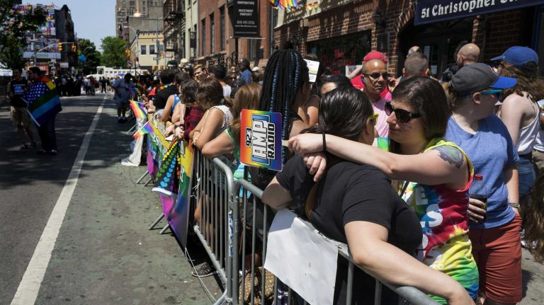 NYC Pride March 2016: See photos of the annual march to commemorate the Stonewall riots 144 People get in place early for the Pride March near The Stonewall Inn in West Village on Sunday, June 26, 2016. The March, the highlight of NYC Pride week, is estimated to draw over a million viewers and supporters to the streets this year as the LGBT community and others come together in solidarity in the wake of the massacre at Pulse nightclub in Orlando, Florida.