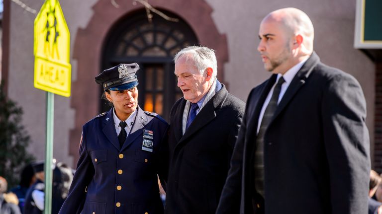 NYC Correction Commissioner Joseph Ponte attends the wake for Yadira Arroyo at the Joseph A. Lucchese Funeral Home on Morris Park Avenue in the Bronx, Thursday, March 23, 2017.