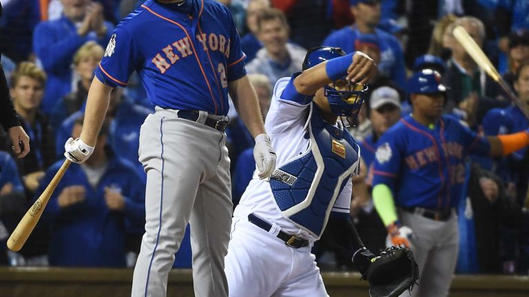 World Series Game 1: Mets vs. Royals 130 New York Mets second baseman Daniel Murphy (28) reacts in first inning on the call strike during Game 1 of the World Series against the Kansas City Royals at Kauffman Stadium on Tuesday, Oct. 27, 2015.