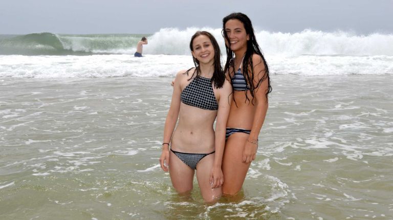 Georgie Alford and Phoebe Richards at Cooper's Beach in Southampton, Saturday, July 4, 2015.