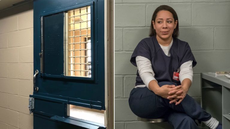 Behind the bars at ‘Orange Is the New Black’ prison on Staten Island 15 The dormitories (cell blocks C, D and Florida, where most of the season's drama takes place) were constructed on a set at Kaufman Astoria Studios in Queens. But Special Housing Unit scenes, like those involving Gloria Mendoza (Selenis Leyva, pictured) were filmed within Arthur Kill's original SHU.