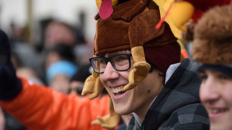Spectators along the route of the 90th annual Macy's Thanksgiving Day Parade in Manhattan on Thursday, Nov. 24, 2016.