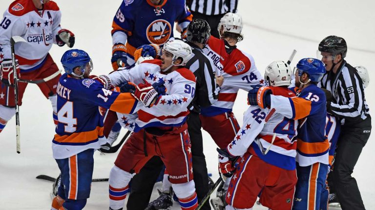 Eastern Conference quarterfinals Game 6: Islanders vs. Capitals 85 New York Islanders and Washington Capitals fight after the horn at the close of Game 6 of the Eastern Conference quarterfinals at Nassau Coliseum on Saturday, April 25, 2015.