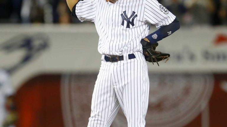Derek Jeter's final game at Yankee Stadium 110 Derek Jeter of the Yankees tips his cap to the crowd during the eighth inning against the Baltimore Orioles at Yankee Stadium on Thursday, Sept. 25, 2014.