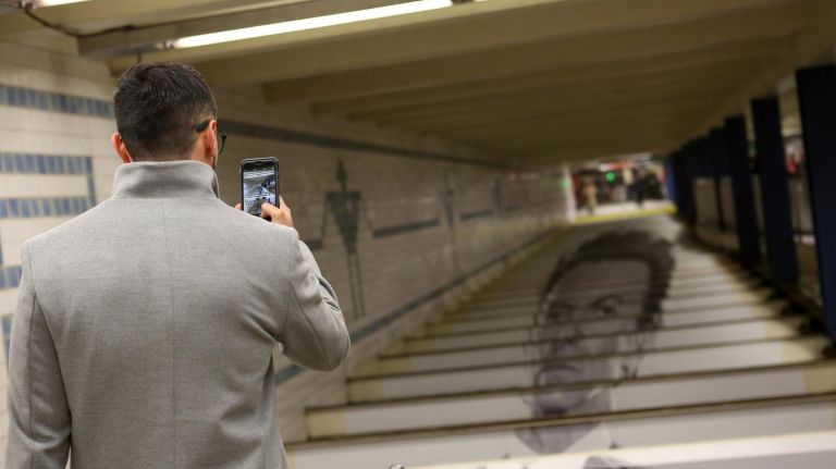 David Bowie-themed art sprawls across the station.
