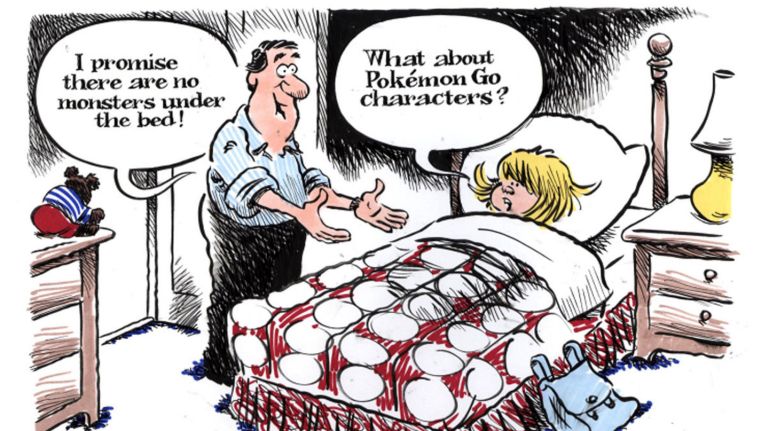 Jimmy Margulies cartoon about the Pokemon game fad of July 2016