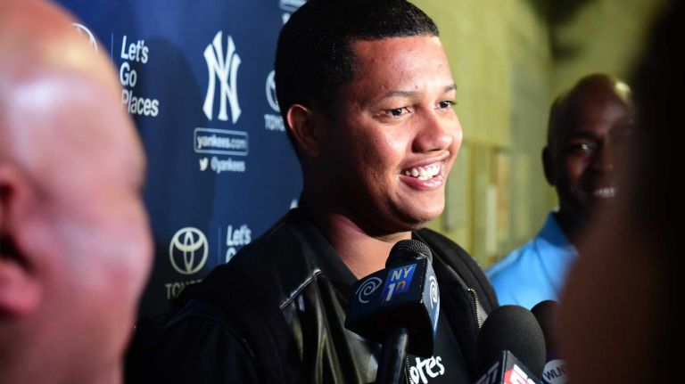 New York Yankees spring training 2016 116 New York Yankees second baseman Starlin Castro speaks to the media during spring training at George M. Steinbrenner Field in Tampa, Fla., on Wednesday, Feb. 24, 2016.