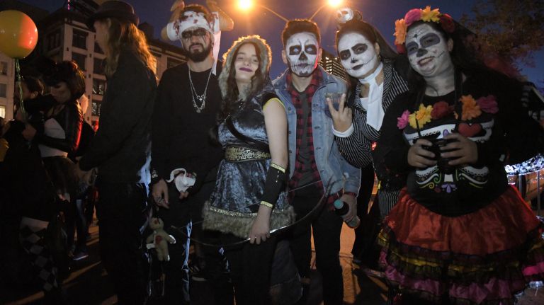 Village Halloween Parade photos highlight city's spookier side 47 Revelers gather in lower Manhattan before the start of the 44th annual Village Halloween Parade on Tuesday, Oct. 31, 2017.
