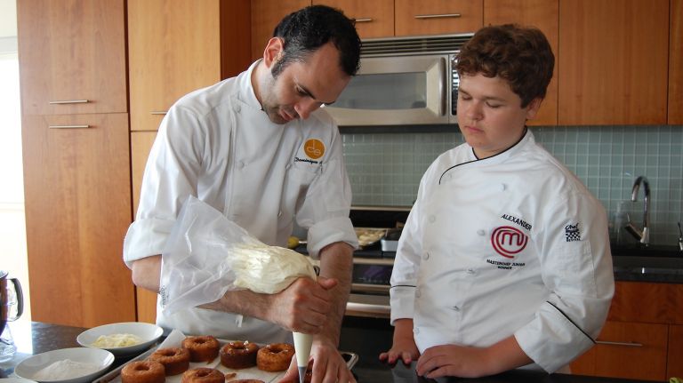 Dominque Ansel teaches MasterChef Junior winner Alexander Weiss to make Cronuts at home. The DIY Cronut recipe is featured in Ansel's just-released cookbook 