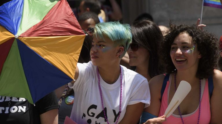 NYC Pride March 2016: See photos of the annual march to commemorate the Stonewall riots 87 Crowds watch the 46th annual New York City Pride March on Fifth Avenue in Manhattan on Sunday, June 26, 2016. This year's Pride parade pays tribute to the 49 killed in the shooting at a gay nightclub in Orlando, Florida, two weeks ago on June 12.