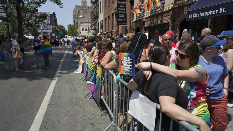 NYC Pride March 2016: See photos of the annual march to commemorate the Stonewall riots 139 People get in place early for the Pride March near The Stonewall Inn in West Village on Sunday, June 26, 2016. The March, the highlight of NYC Pride week, is estimated to draw over a million viewers and supporters to the streets this year as the LGBT community and others come together in solidarity in the wake of the massacre at Pulse nightclub in Orlando, Florida.
