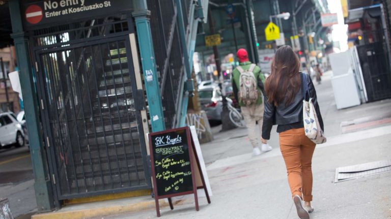 Closed gates at the entrance to the J train on Broadway at Kosciusko Street in Brooklyn, Friday, Oct. 9, 2015. This closed gate is at the corner of Broadway and Dekalb Avenue