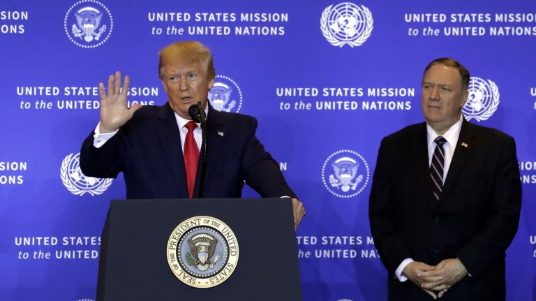 President Donald J. Trump speaks during a press conference being held on the sidelines of the opening of the 74th session of the United Nations General Assembly in New York on Wednesday.