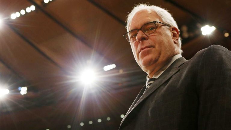 New York Knicks president Phil Jackson looks on during the first half of a game against the Boston Celtics at Madison Square Garden on Friday, March 27, 2015.